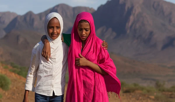 Two Friends on a Dirt Path
